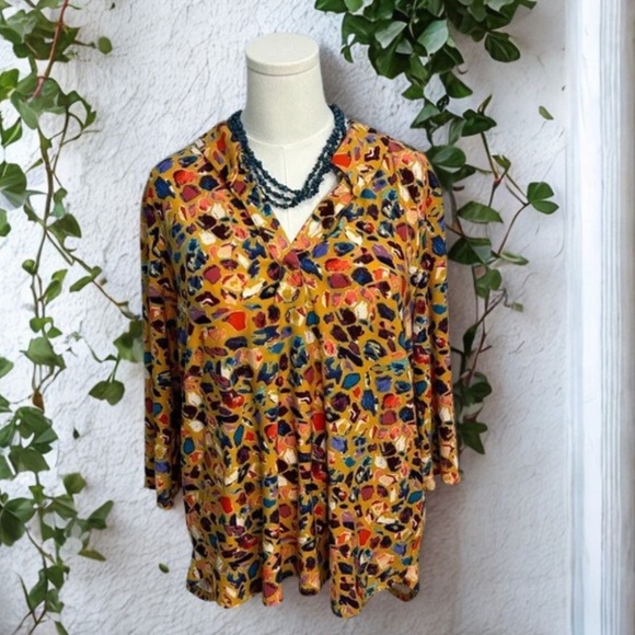 Attitudes By Renee  Colorful Pullover Blouse - Picture 1 of 9
